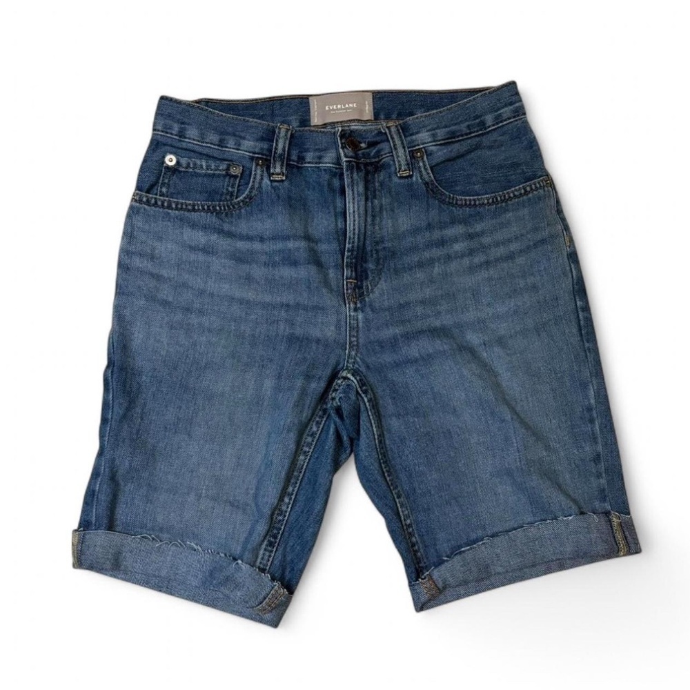Everlane The Summer Jean Custom Cutoff Shorts Women's 24 Mid Rise Medium Wash - Picture 2 of 5